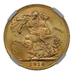India 1918I, Sovereign. Graded MS 64 by NGC.
