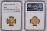 Australia 1885S, Sovereign, Shield. Graded MS 62 by NGC.