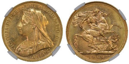 Australia 1900M 1SOV. Graded MS 63 by NGC - higest grade at NGC