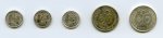Ceylon, 5 coin lot of silver coins, in EF to AU grades