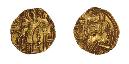 India (Ancient), Kindara Kushans 330-355 AD, Dinara,  Gadahara, in EF conditon