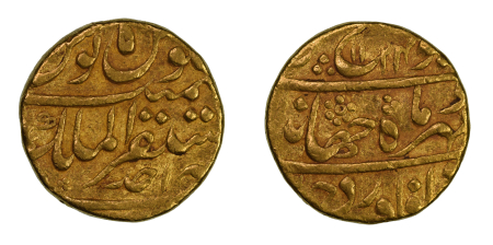 India, Mughal Empire AH1124/1, Mohur, Jahandar Shah, Akbarabad, in Very Fine condition.