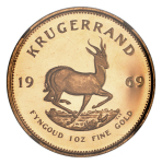 South Africa, 1969, Krugerrand (Au), . Graded Proof 66 Ultra Cameo by NGC.
