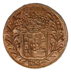  Portuguese India, 1834, 10 Reis Pattern (Cu), Well struck with good details.  Graded MS 62 BN by NGC.
