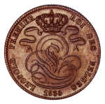 Belgium, 1855, 5 Centimes (Cu), Small 5. Scarce date; smooth brown surfaces graded MS 62 BN by NGC