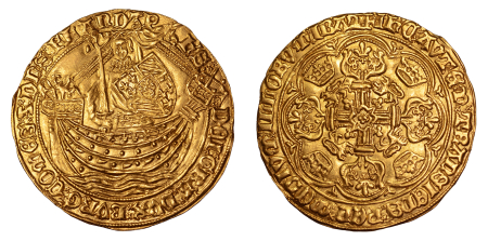  Flanders, 1419-67, Noble (Au), Ghent, Philippe le Bon, struck in Ghent, rose in centre on reverse. Graded MS 62  by NGC.