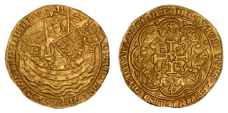  England, ND (1327-1377), Noble (Au), Edward III (1327-1377), unlisted "TEM". Graded MS 61  by NGC.