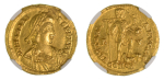 Western Roman Empire Honorius, AD 393-423 AV Solidus. Graded AU Strike: 5/5 Surface: 2/5 by NGC.