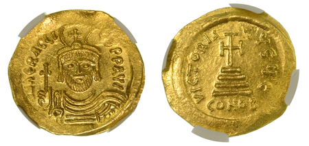 Byzantine Empire Heraclius, AD 610-641 AV Solidus (Au). Graded MS Strike: 5/5 Surface: 3/5 by NGC.