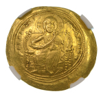 Byzantine Empire Constantine IX,AD 1042-55 AV Histamenon Nomisma (Au). Graded AU Strike: 5/5 Surface: 4/5 by NGC.