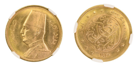 Egypt AH1349//1930, 100 Piastres. Graded MS 63 by NGC. 