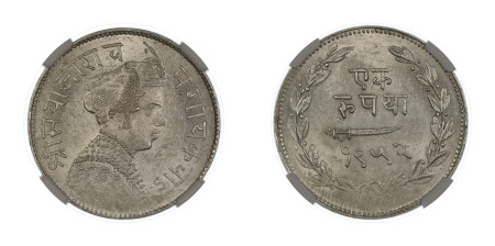 India VS1952(1895), Rupee. Baroda. Graded MS 63 by NGC. 
