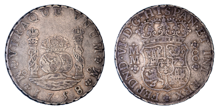 Mexico 1758 MM, 8 Reales, F-VF condition.