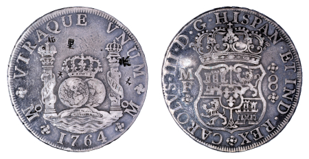 Mexico 1764 MF, 8 Reales, AVF condition