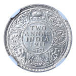 India 1911(C) 2A. Graded MS 62 by NGC.