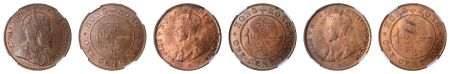Hong Kong 1919H and 1902H, (3) 1 Cent coins. Graded MS 63 and MS 64 by NGC.