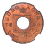Hong Kong 1866, 1 Mil. Graded MS 66 RB by NGC.