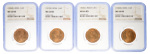 British India 1920-1930(B), 4 coin lot, 1/4 Anna. Graded MS 66 RD by NGC.