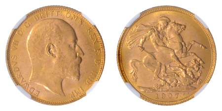 Australia 1907M, Sovereign. Graded MS 64 by NGC.