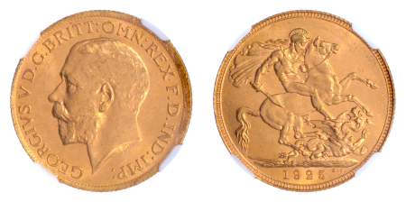 Australia 1925S, Sovereign. Graded MS 64 by NGC.