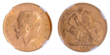 Australia 1927P,  Sovereign. Graded MS 63 by NGC.
