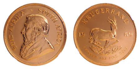 South Africa 1969,  1 Krugerrand. Graded MS 65 by NGC.