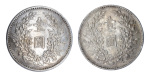 China Republic, 3(1914), 2 coin lot, 1 Dollar. VF condition.