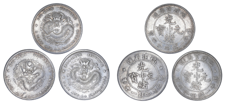 China Fukien Province (1896-1908),  3 coin lot, 20 Cents. All from VF to  EF condition
