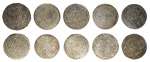 Tibet c.1882-1907, 10 coin lot, 1 Tanka.  EF-AU condition.