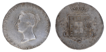 Portuguese India 1850 , 1 Rupia.  VF condition (EF reverse)