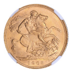 Australia 1908S,  1 Sovereign. Graded MS 63+ by NGC.