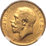 South Africa, 1924 SA, 1 Sovereign, Scarce date. Graded MS 62 by NGC.