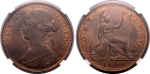 Great Britain, 1860, Penny, Victoria. Graded MS 64 BN by NGC.