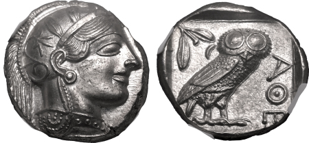 Attica, Athens c.440-404 BC AR Tetradrachm. Graded MS Strike: 5/5 Surface: 4/5 by NGC.