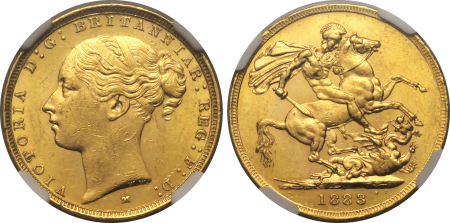 Australia 1883M, Sovereign,  St. George. Graded MS 62 by NGC.