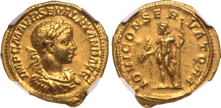 Roman Empire AD 222-235, Sev. Alexander, rv Jupiter stg. Graded AU by NGC
