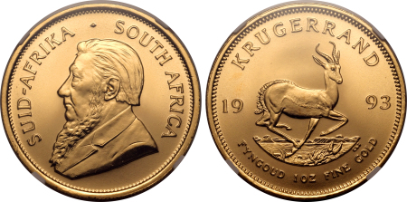 South Africa 1993, 1 Krugerrand.  Graded MS 68 by NGC