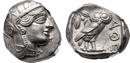 Greece c.440-404 BC, Attica, Athens., AR Tetradrachm.  Graded Ch AU by NGC