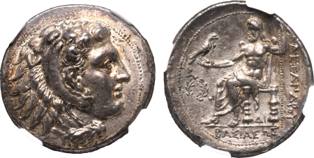 Greece 336-323 BC, Kingdom of Macedon, AR Tetradrachm, Alexander III.  Graded AU DETAILS by NGC