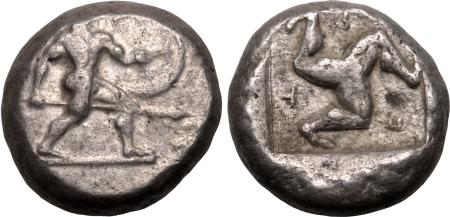 Ancient Greece 465-430 B.C., Aspendos (Pamphylia) AR Starter.  Graded AVF Off Centre